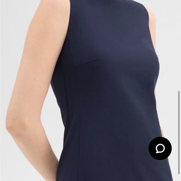 Theory Sleeveless Fitted Dress in Good Wool in Nocturne Navy - Picture 3 of 5